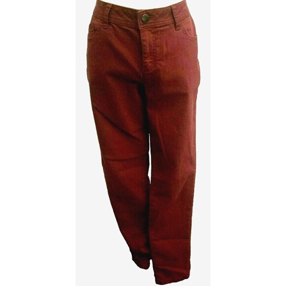 Elle Jeans Women Size 14 Burgundy Stretch Mid Rise Pockets - Picture 3 of 12